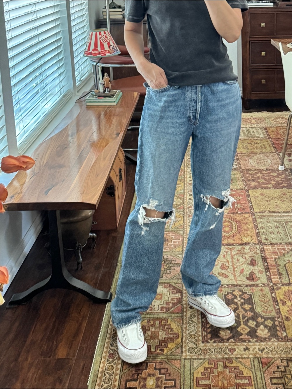 AGOLDE Women’s 90s Pinch Waist Denim straight leg distressed medium wash Size 27